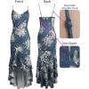 imageVFSHOW Womens Formal Double Layer Ruffle High Low Maxi Dress 2025 Sexy Backless V Neck Spaghetti Strap Wedding Guest DressesBlue and Cream Floral Print