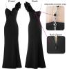 imageVFSHOW Womens Formal Prom Ruffle One Shoulder Strap Ruched Maxi Dress 2025 Sexy Twist Front Split Wedding Guest Evening GownSolid Black