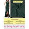 imageVFSHOW Womens Sexy Halter Neck Formal Cutout Ruffle Slit Ruched Prom Maxi Dress Wedding Guest HILO Mermaid Evening GownSparkly Green