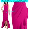 imageVFSHOW Womens Sexy Halter Neck Formal Cutout Ruffle Slit Ruched Prom Maxi Dress Wedding Guest HILO Mermaid Evening GownSparkly Hot Pinkb