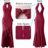 imageVFSHOW Womens Sexy Halter Neck Formal Cutout Ruffle Slit Ruched Prom Maxi Dress Wedding Guest HILO Mermaid Evening GownSparkly Reda