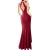 imageVFSHOW Womens Sexy Halter Neck Formal Cutout Ruffle Slit Ruched Prom Maxi Dress Wedding Guest HILO Mermaid Evening GownSparkly Reda