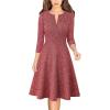 imageVFSHOW Womens Front Zipper Crisscross Waist Slim Wear to Work Business Office Fit and Flare ALine DressRed Tweed