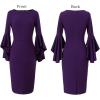 imageVFSHOW Womens Ruffle Bell Sleeves Business Casual Cocktail Party Wedding Guest Bodycon Pencil Sheath DressPurplecotton Blend