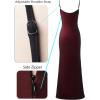 imageVFSHOW Womens Sexy Formal Ruched Fitted High Slit Bodycon Maxi Dress Spaghetti Strap Sweetheart Cocktail Prom Evening GownBlack and Red