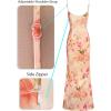 imageVFSHOW Womens Sexy Formal Ruched Fitted High Slit Bodycon Maxi Dress Spaghetti Strap Sweetheart Cocktail Prom Evening GownPink Floral Print