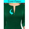 imageVFSHOW FSHOW Womens 2024 Office Work Business Front Zipper Slim Crisscross Waist Fit and Flare A Line Knee Length Dress Green Small 11248 GRN S