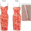 imageVFSHOW Womens 2025 Spaghetti Strap Ruched Bodycon Cocktail Dress Sexy Cowl Neck Backless Fitted Wedding Guest Party DressesOrange Floral Print