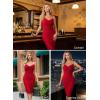imageVFSHOW Womens 2025 Spaghetti Strap Ruched Bodycon Cocktail Dress Sexy Cowl Neck Backless Fitted Wedding Guest Party DressesRed