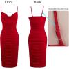 imageVFSHOW Womens 2025 Spaghetti Strap Ruched Bodycon Cocktail Dress Sexy Cowl Neck Backless Fitted Wedding Guest Party DressesRed