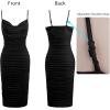 imageVFSHOW Womens 2025 Spaghetti Strap Ruched Bodycon Cocktail Dress Sexy Cowl Neck Backless Fitted Wedding Guest Party DressesSolid Black