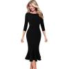 imageVFSHOW Womens Little Black Vintage Elegant Cocktail Party Bodycon Pencil Mermaid Midi MidCalf Dress 6832 BLK S