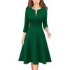 imageVFSHOW FSHOW Womens 2024 Office Work Business Front Zipper Slim Crisscross Waist Fit and Flare A Line Knee Length Dress Green Small 11248 GRN S