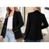 imageVFSHOW Womens Work Business Blazers Open Front Notch Lapel Double Breasted Office Back Slit Pockets Jackets BlazerBlack