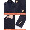 imageVFSHOW Womens Work Business Blazers Open Front Notch Lapel Double Breasted Office Back Slit Pockets Jackets BlazerNavy Bluewhite Stripes