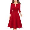 imageVFSHOW Womens 2024 Office Work Business Front Zipper Slim Crisscross Waist Fit and Flare A Line Knee Length Dress Red XXLarge 11248 RED XXL