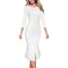 imageVFSHOW Womens OffWhite Ivory Vintage Retro Elegant Cocktail Party Bodycon Pencil Mermaid Midi MidCalf Dress 8693 WHT XL