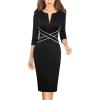 imageVFSHOW Womens Wear to Work Fitted Colorblock Crisscross Waist Pencil Sheath Dress Front Zipper Business Party Office Flattering Bodycon Dress Black Medium 10723 BLK M