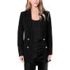 imageVFSHOW Womens Work Business Blazers Open Front Notch Lapel Double Breasted Office Back Slit Pockets Jackets BlazerBlack