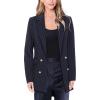 imageVFSHOW Womens Work Business Blazers Open Front Notch Lapel Double Breasted Office Back Slit Pockets Jackets BlazerNavy Bluewhite Stripes