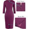 imageVFSHOW Womens Slim Zipper Up Work Business Office Party Bodycon Pencil Sheath DressPlum Purple
