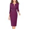 imageVFSHOW Womens Slim Zipper Up Work Business Office Party Bodycon Pencil Sheath DressPlum Purple