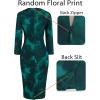 imageVFSHOW Womens Work Business Office Square Neck Bodycon Dress Elegant Cocktail Party Slim Fitted Church Pencil Sheath DressGreen Floral Print