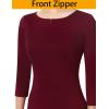 imageVFSHOW Womens Dark Red Elegant Front Zipper Slim Wear to Work Business Office Party Bodycon Pencil Sheath Dress 9880 DRED XL