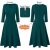 imageVFSHOW Womens 2025 Office Work Business Front Zipper Slim Crisscross Waist Fit and Flare A Line Knee Length Dress Dark Green XLarge 12193 GRN XL