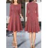 imageVFSHOW Womens 2025 Tweed Office Work Business Front Zipper Slim Crisscross Waist Fit and Flare A Line Knee Length Dress Red Small 12100 RED S