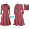imageVFSHOW Womens 2025 Tweed Office Work Business Front Zipper Slim Crisscross Waist Fit and Flare A Line Knee Length Dress Red Small 12100 RED S