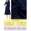 imageVFSHOW Womens Pleated Notch V Neck Front Slit Buttons Pockets Office Business Work Slim Aline Fit and Flare Midi DressDark Blue