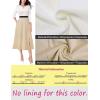 imageVFSHOW Womens Pleated Notch V Neck Front Slit Buttons Pockets Office Business Work Slim Aline Fit and Flare Midi DressOffwhiteblackbeige