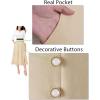 imageVFSHOW Womens Pleated Notch V Neck Front Slit Buttons Pockets Office Business Work Slim Aline Fit and Flare Midi DressOffwhiteblackbeige