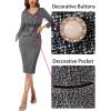 imageVFSHOW Womens 2024 Fall Work Business Dresses Double Breasted V Neck Office Slimming Peplum Pencil Sheath DressBlack Tweed