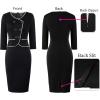 imageVFSHOW Womens 2024 Fall Work Business Dresses Double Breasted V Neck Office Slimming Peplum Pencil Sheath DressBlack With Ivory Piping