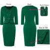 imageVFSHOW Womens 2024 Fall Work Business Dresses Double Breasted V Neck Office Slimming Peplum Pencil Sheath DressGreen With Black Piping