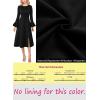 imageVFSHOW Womens Pleated Crew Neck Bell Sleeve Pockets Front Slit Buttons Business Work Office Slim Fit and Flare A Line DressBlack