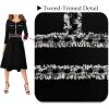imageVFSHOW Womens Tweed Buttons Pockets Office Business ALine Dresses 34 Sleeves Work Crew Neck Fit and Flare Swing DressBlack