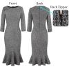 imageVFSHOW Womens Vintage Elegant Cocktail Party Bodycon Pencil Mermaid Midi MidCalf DressBlack Tweed