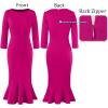 imageVFSHOW Womens Vintage Elegant Cocktail Party Bodycon Pencil Mermaid Midi MidCalf DressHot Pink