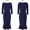 imageVFSHOW Womens Vintage Elegant Cocktail Party Bodycon Pencil Mermaid Midi MidCalf DressNavy Blue