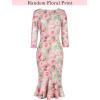 imageVFSHOW Womens Vintage Elegant Cocktail Party Bodycon Pencil Mermaid Midi MidCalf DressPink Floral Print