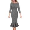 imageVFSHOW Womens Vintage Elegant Cocktail Party Bodycon Pencil Mermaid Midi MidCalf DressBlack Tweed