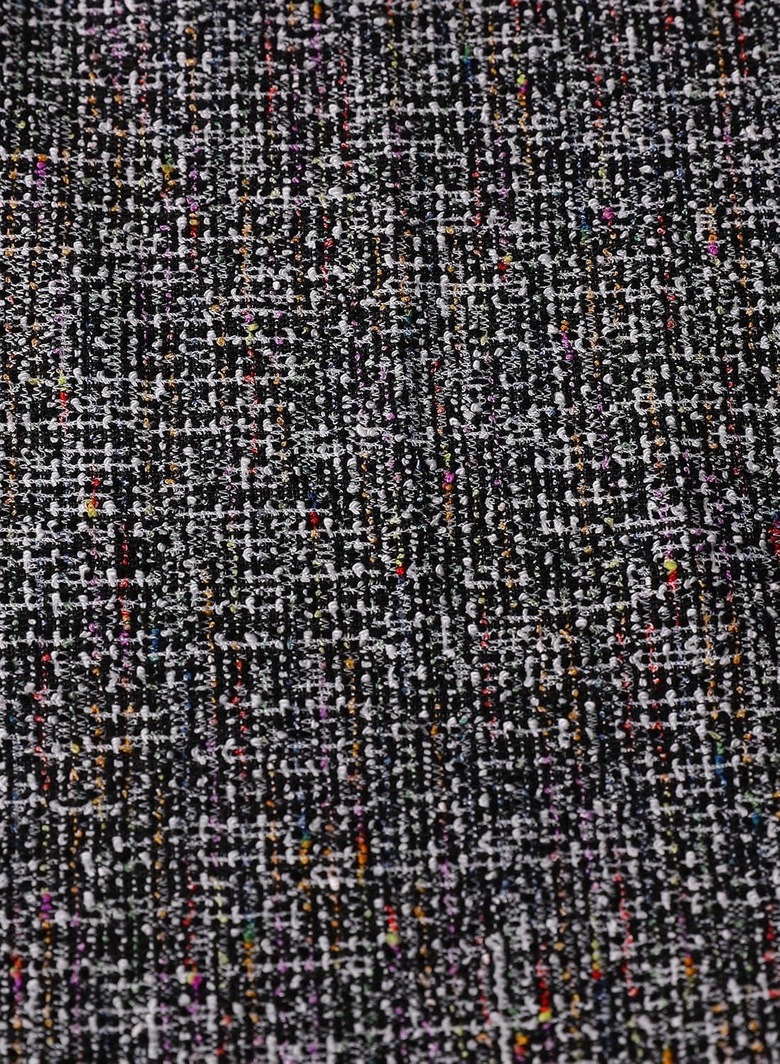 imageVFSHOW Womens Button Crew Neck Wear to Work Office Business Casual Church Party Slimming Fitted Bodycon Pencil Sheath DressBlack Tweed