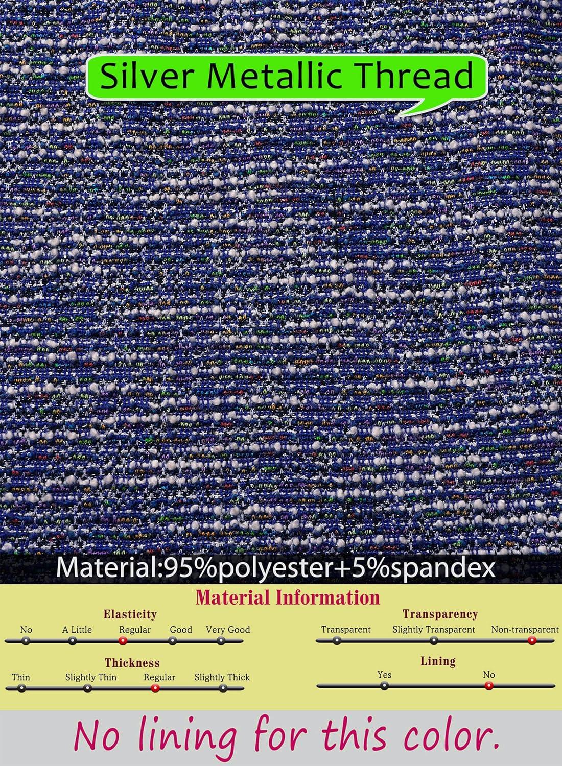 imageVFSHOW Womens Button Crew Neck Wear to Work Office Business Casual Church Party Slimming Fitted Bodycon Pencil Sheath DressBlue Tweed