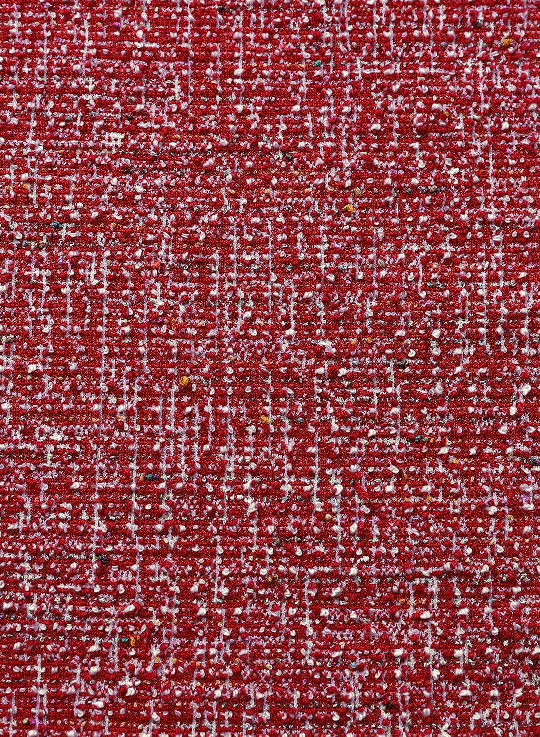 imageVFSHOW Womens Button Crew Neck Wear to Work Office Business Casual Church Party Slimming Fitted Bodycon Pencil Sheath DressRed Tweed