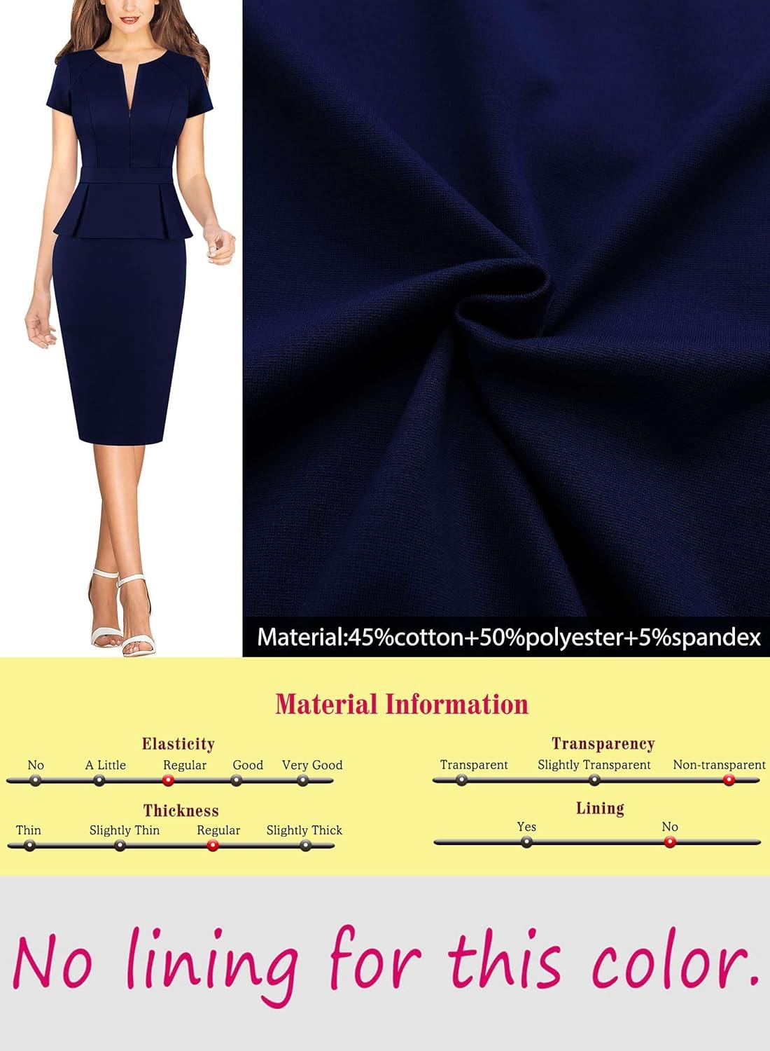 imageVFSHOW Womens Work Business Office Front Zipper Peplum Bodycon Dresses Elegant Short Sleeve Slim Church Pencil Sheath DressNavy Blue