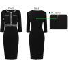 imageVFSHOW Womens Button Crew Neck Wear to Work Office Business Casual Church Party Slimming Fitted Bodycon Pencil Sheath DressBlack