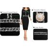 imageVFSHOW Womens Button Crew Neck Wear to Work Office Business Casual Church Party Slimming Fitted Bodycon Pencil Sheath DressBlack